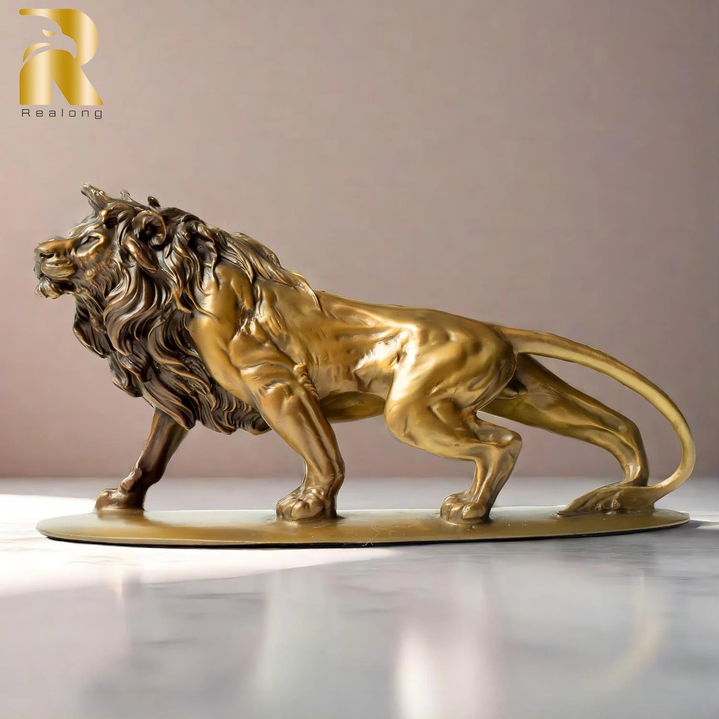 Bronze Lion Sculpture Exquisite Art Crafts For Home / Office Decor