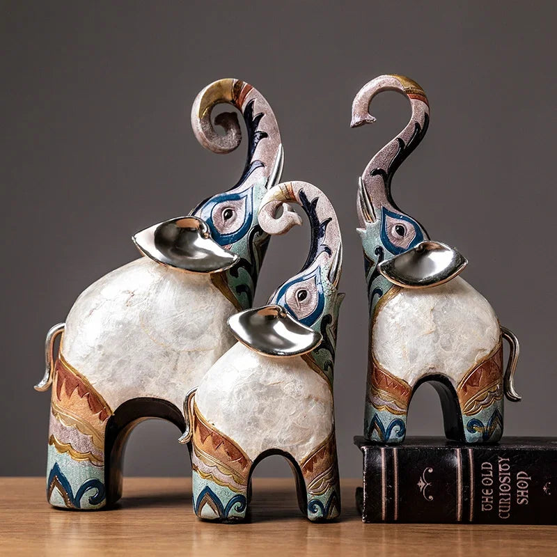 Nordic Luxury Handmade Crafts Elephant Resin Statues Decor