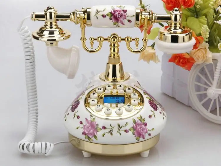 Retro Landline Ceramic Antique Corded  Multi-Functional Telephone