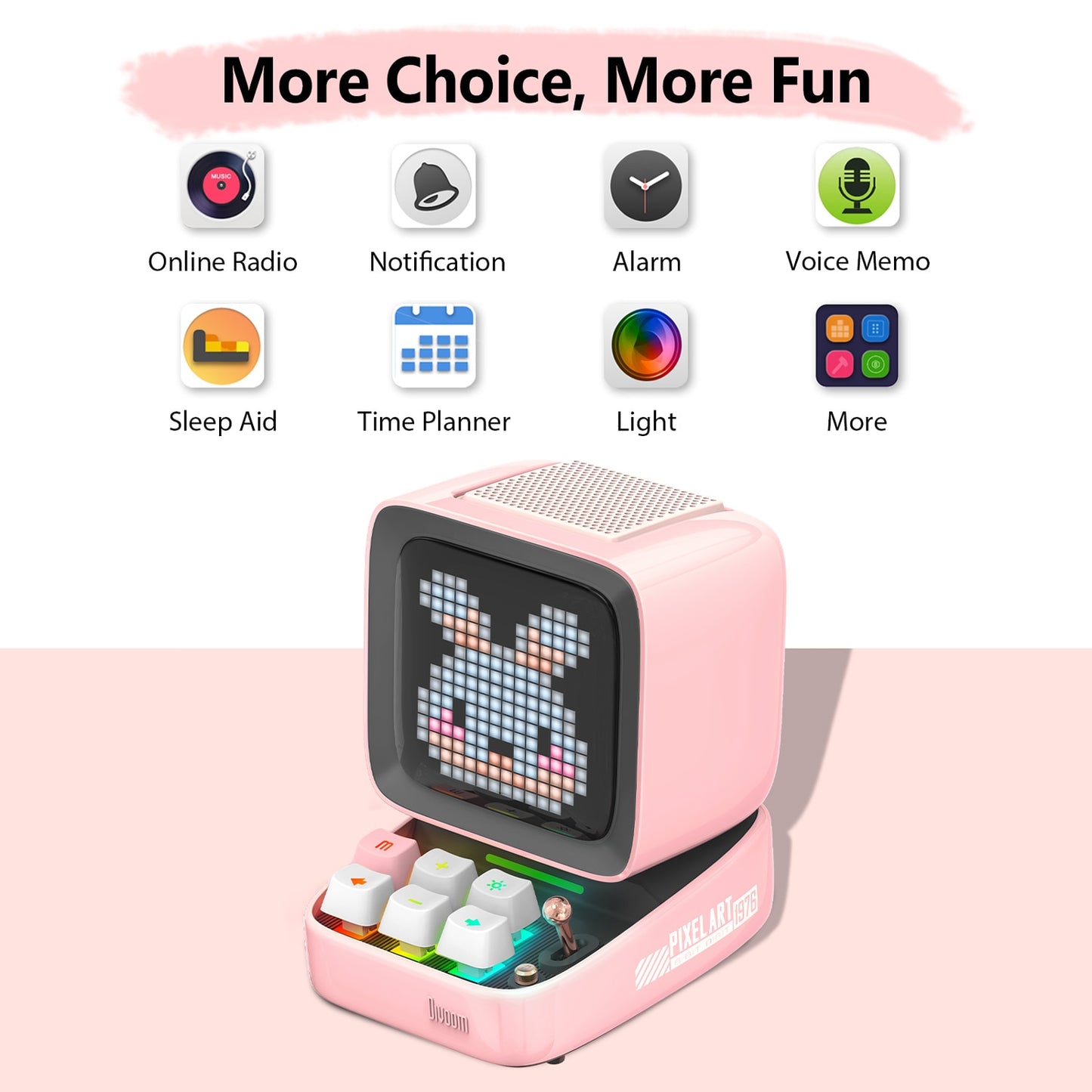 Pro Retro Light Decoration Pixel Art Bluetooth Portable Speaker Alarm Clock DIY LED Display Board