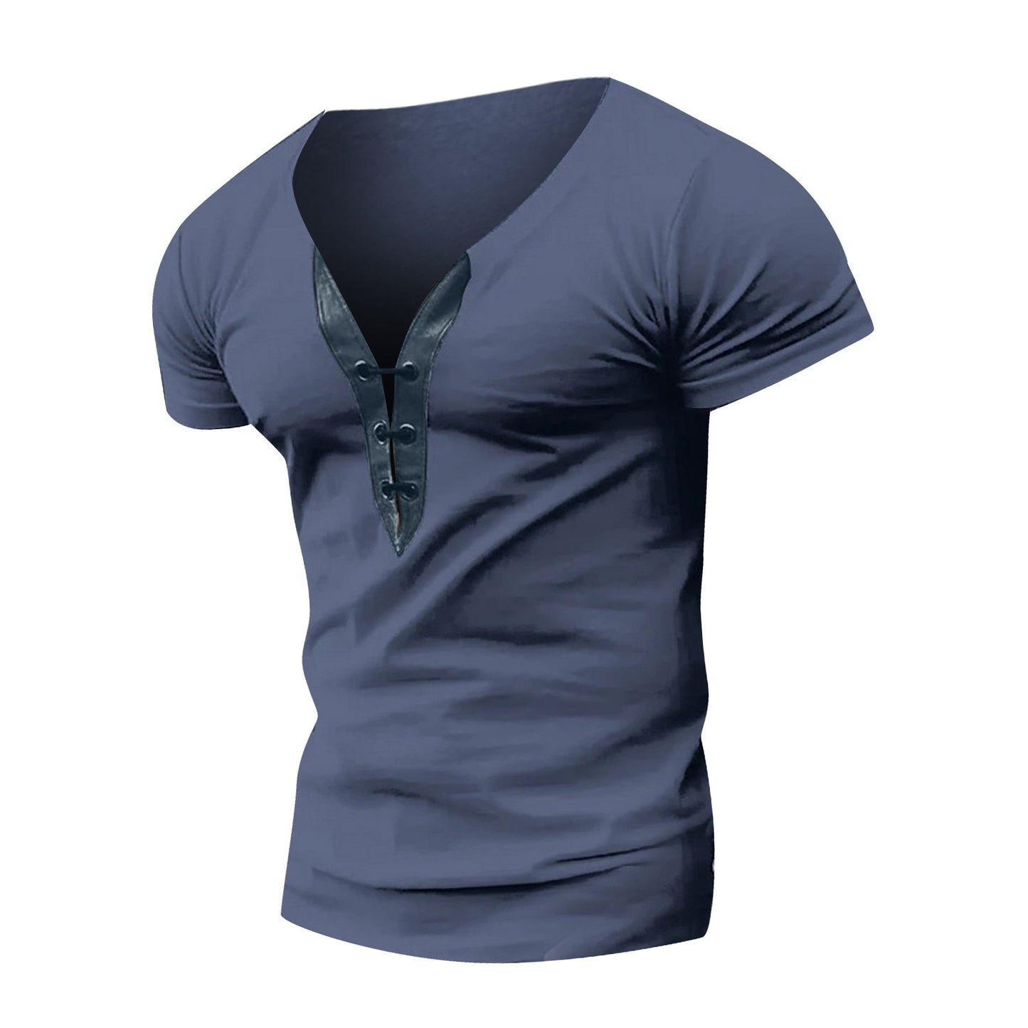 Men's Casual Soft V-Neck Short Sleeves Solid T- Shirt