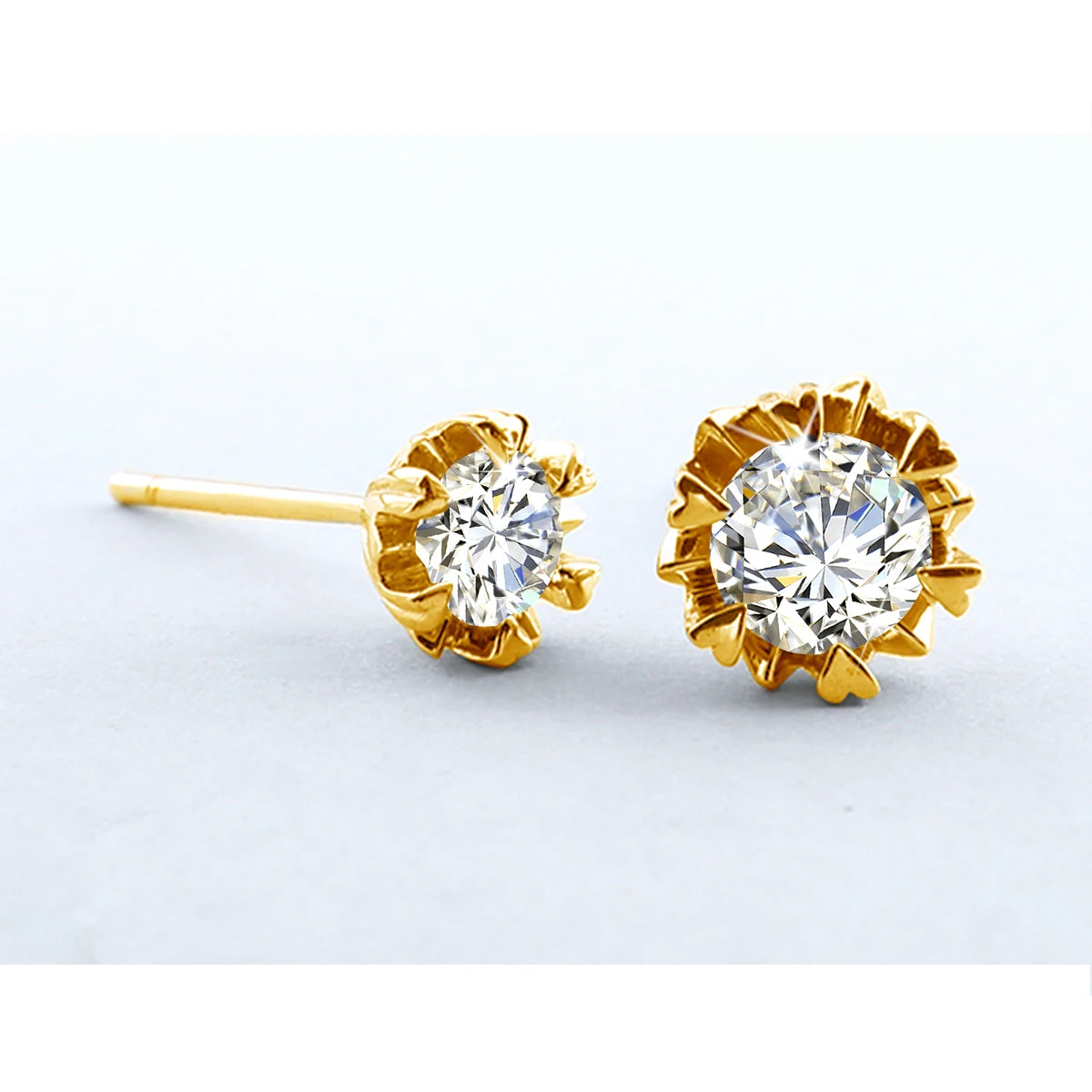 Top Quality 6.5mm 1CT Moissanite Earrings with Certificate D Color Yellow Gold for Women Eye Catching Wedding Jewelry