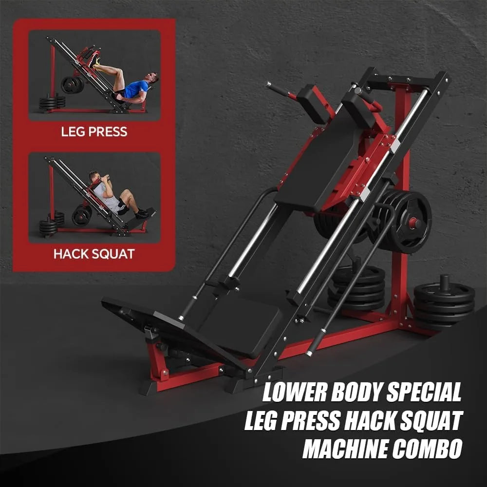 Leg Press  45-Degree Hack Squat Machine Combo, With Linear Bearing