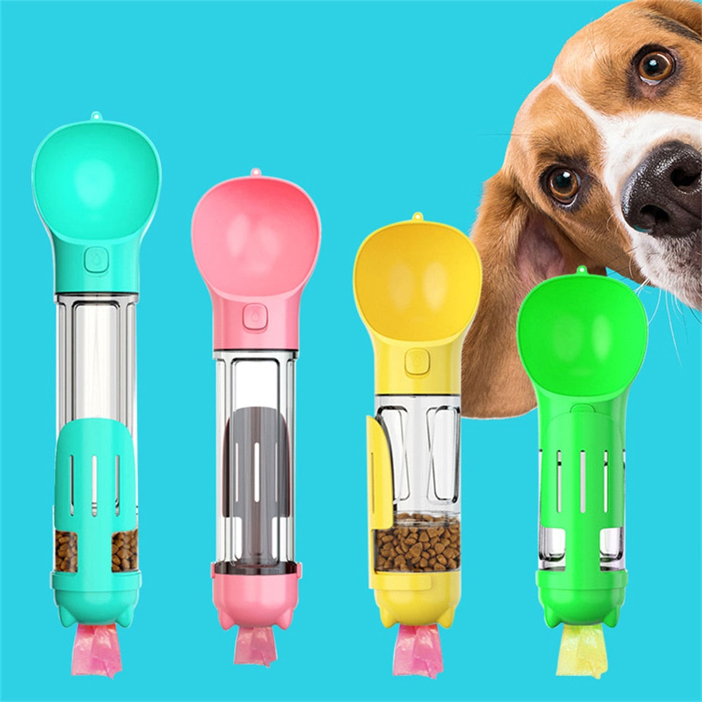 Dog's Leak Proof 3 In 1 Multifunction Water Bottle /Food Feed / Bowel Poop Dispenser