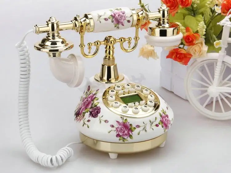 Retro Landline Ceramic Antique Corded  Multi-Functional Telephone