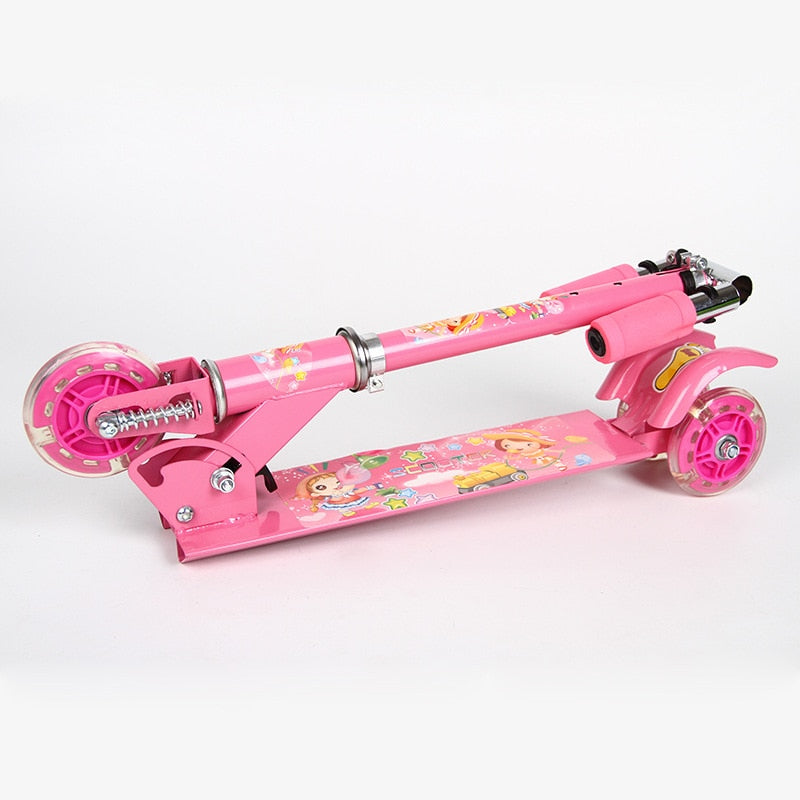 Boy's And Girl's Adjustable Flashing Pedal Scooter