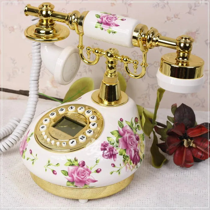 Retro Landline Ceramic Antique Corded  Multi-Functional Telephone