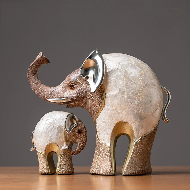 Nordic Luxury Handmade Crafts Elephant Resin Statues Decor