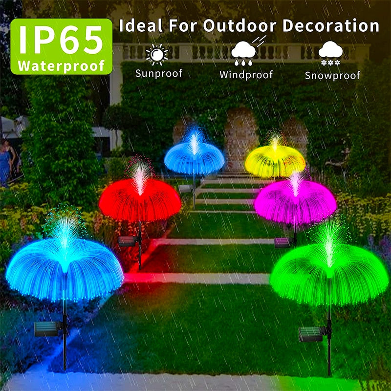 Outdoor Sunproof Windproof Snowproof LED Solar Jellyfish Flower Lamp