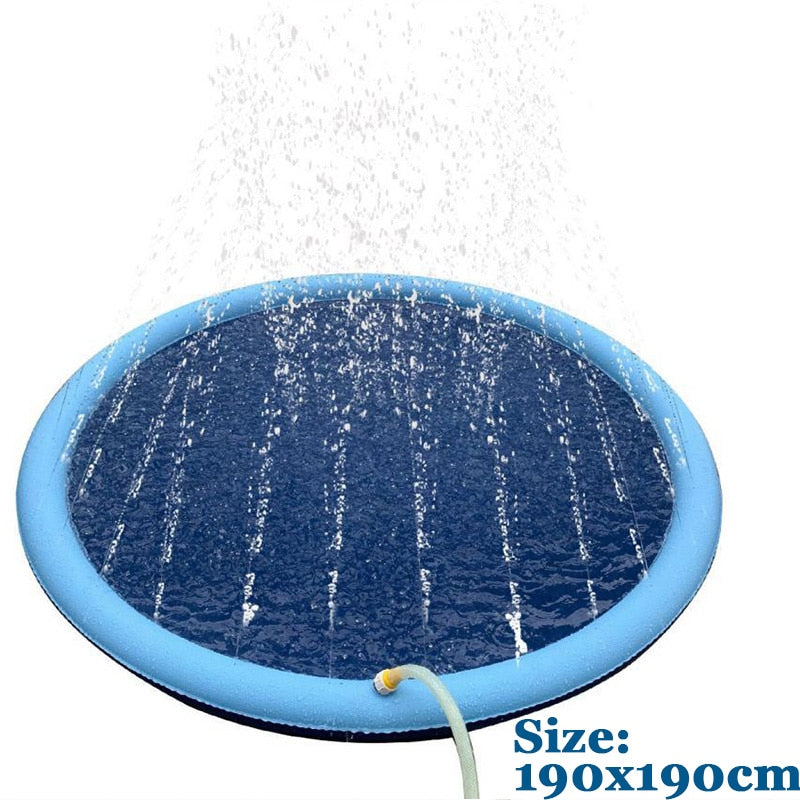 Foldable Pet Sprinkler Cooling  Pad Including Dog Bath Towel