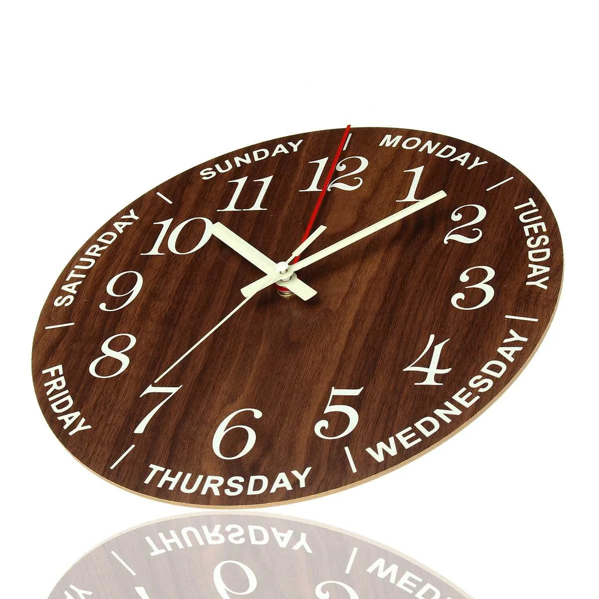 12 Inch Wooden Modern Luminous Wall Clock