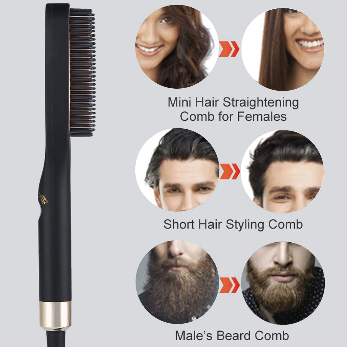 Men's Beard Straightener Brush Heated Electric Comb