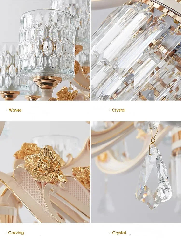 European Style Living Room Chandelier Light Luxury Atmospheric Crystal Pendant Lamp by TAONUANSHU Whole House Decor Package