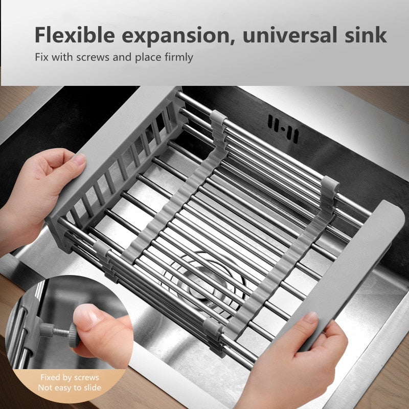 Stainless Steel Kitchen Sink Dish Drying Organizer Rack