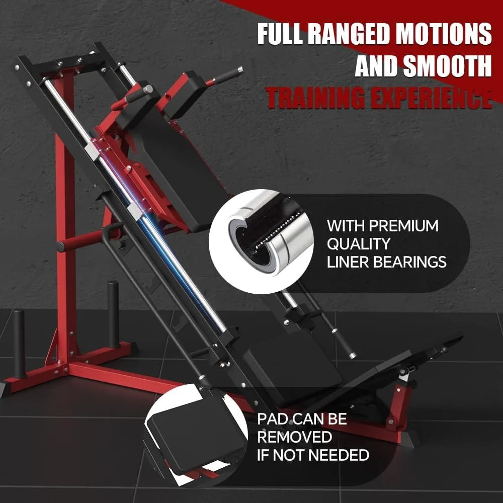 Leg Press  45-Degree Hack Squat Machine Combo, With Linear Bearing