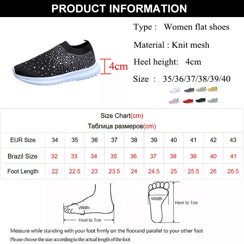 Women's Breathable Mesh Non - Slip Comfortable Sparkle Solid Color Sneakers