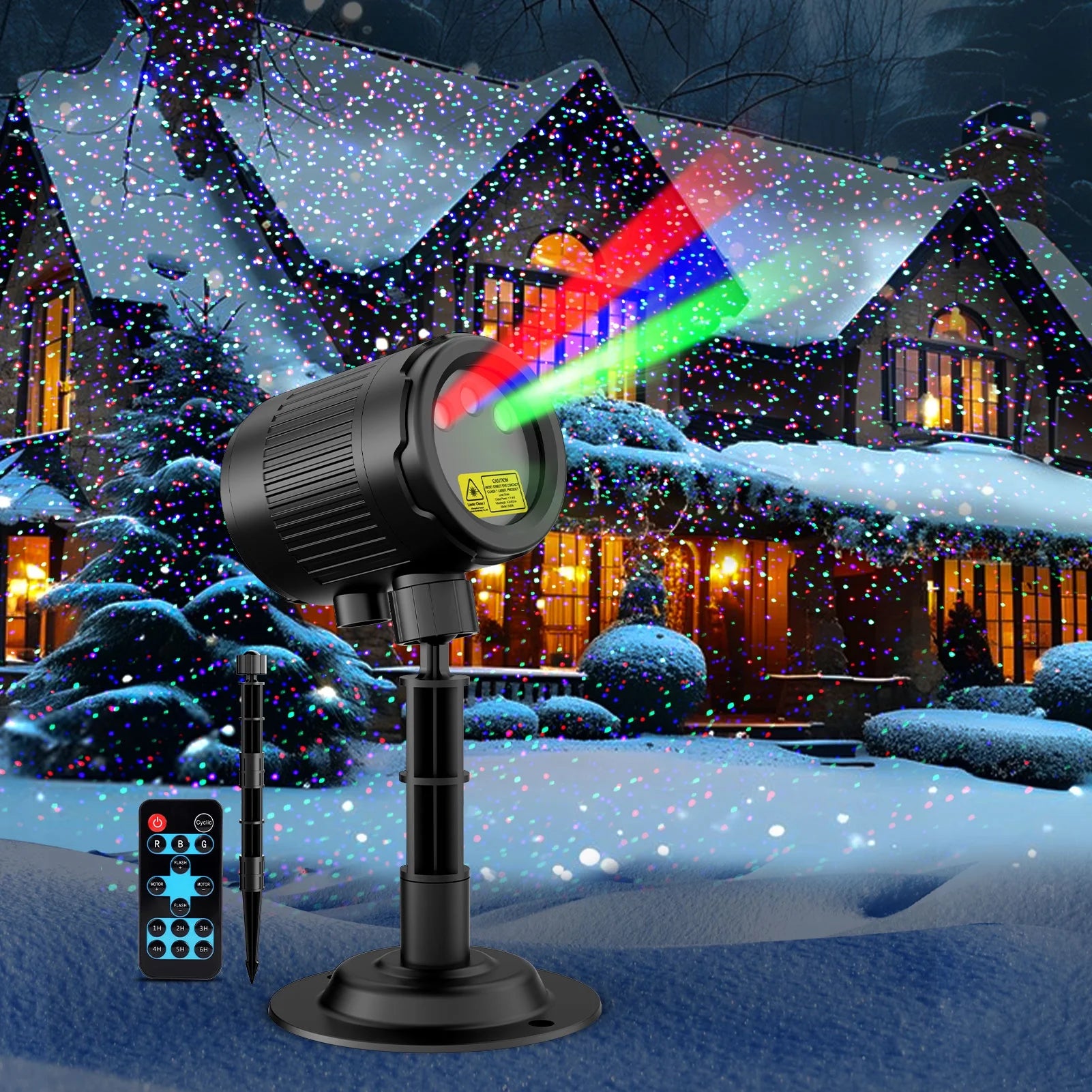 "Outdoor Laser Christmas Projector – RGB Firefly Lights with Remote, Waterproof for Holidays & Events"