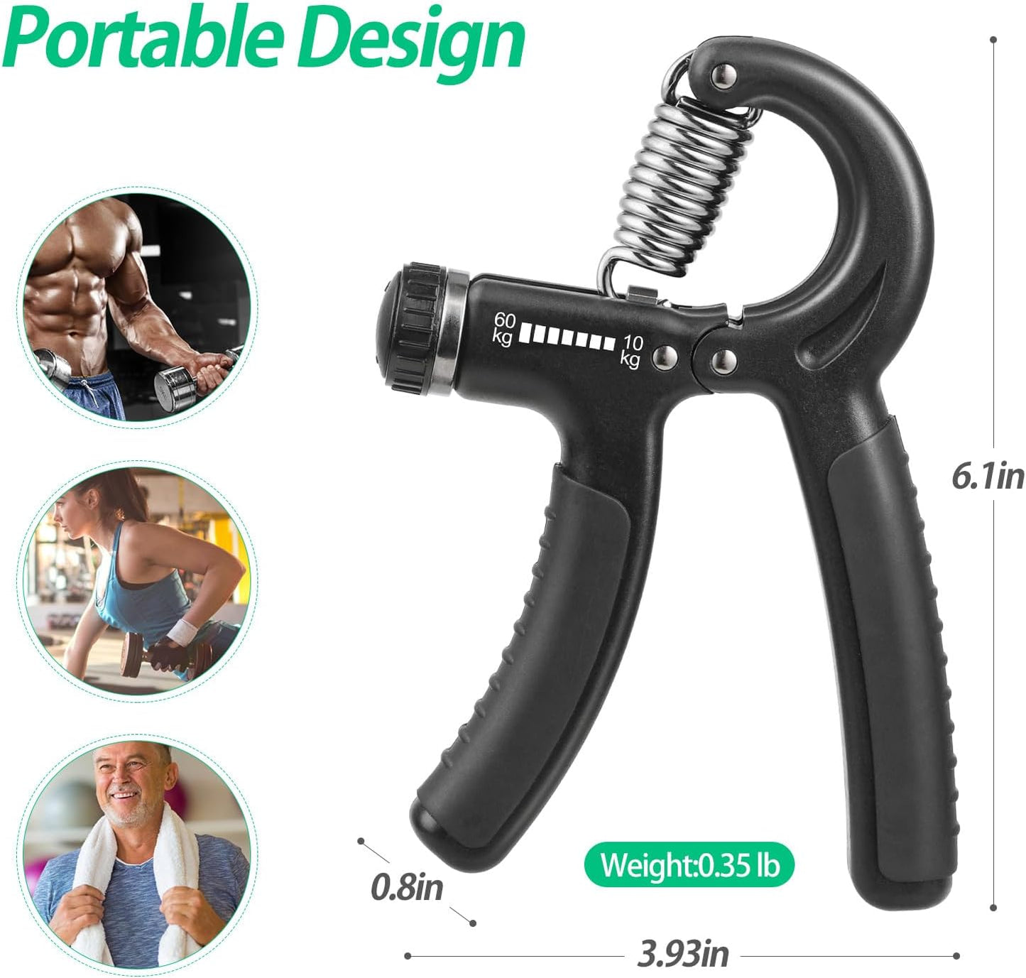 "Power Grip Pro: Adjustable Hand & Forearm Strengthener (22-132Lbs) for Athletes, Musicians & Rehab"