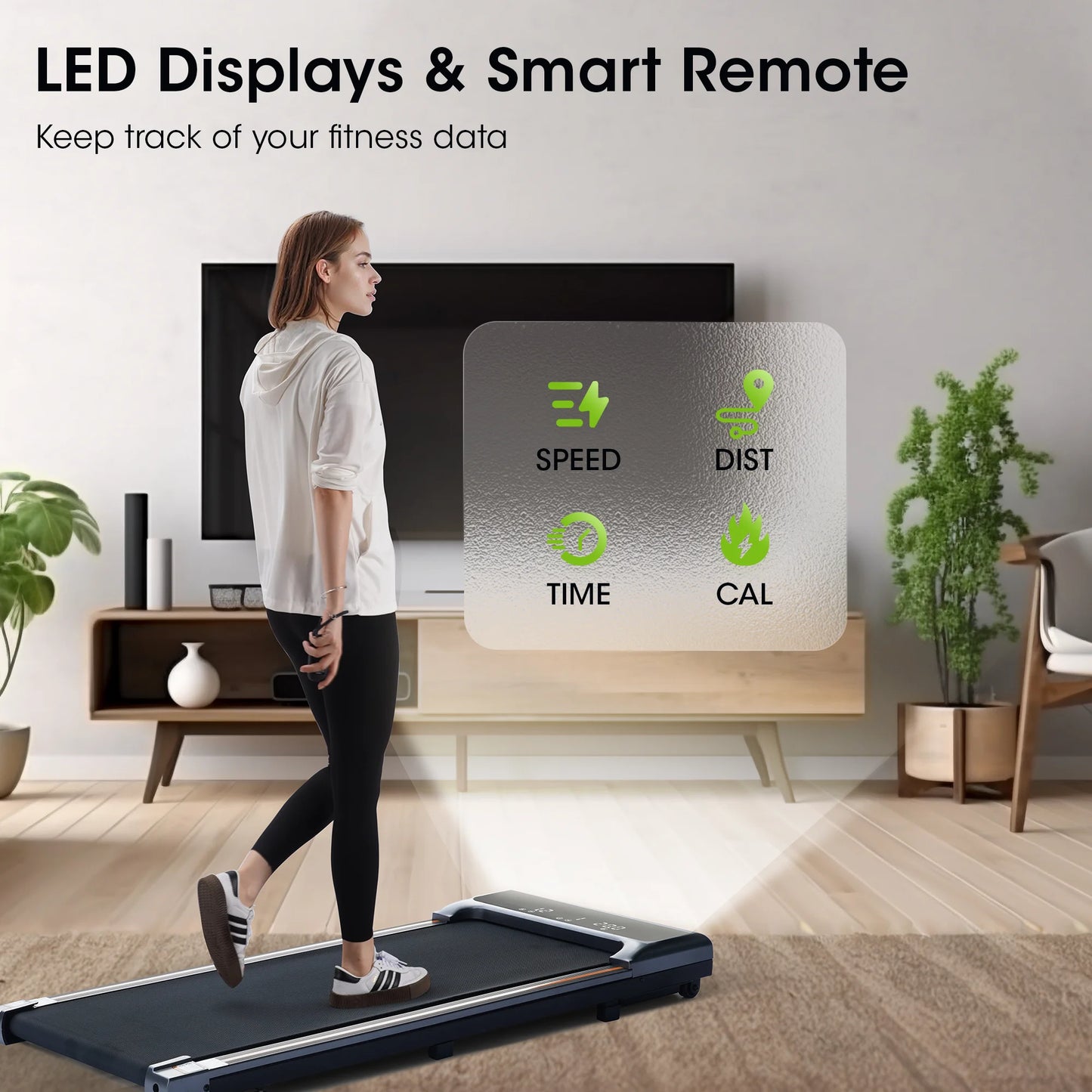 "Stride Smart: Ultra-Slim Under Desk Walking Pad with Remote Control – 2-in-1 Compact Treadmill for Home & Office Fitness, 0.6-3.8 MPH"