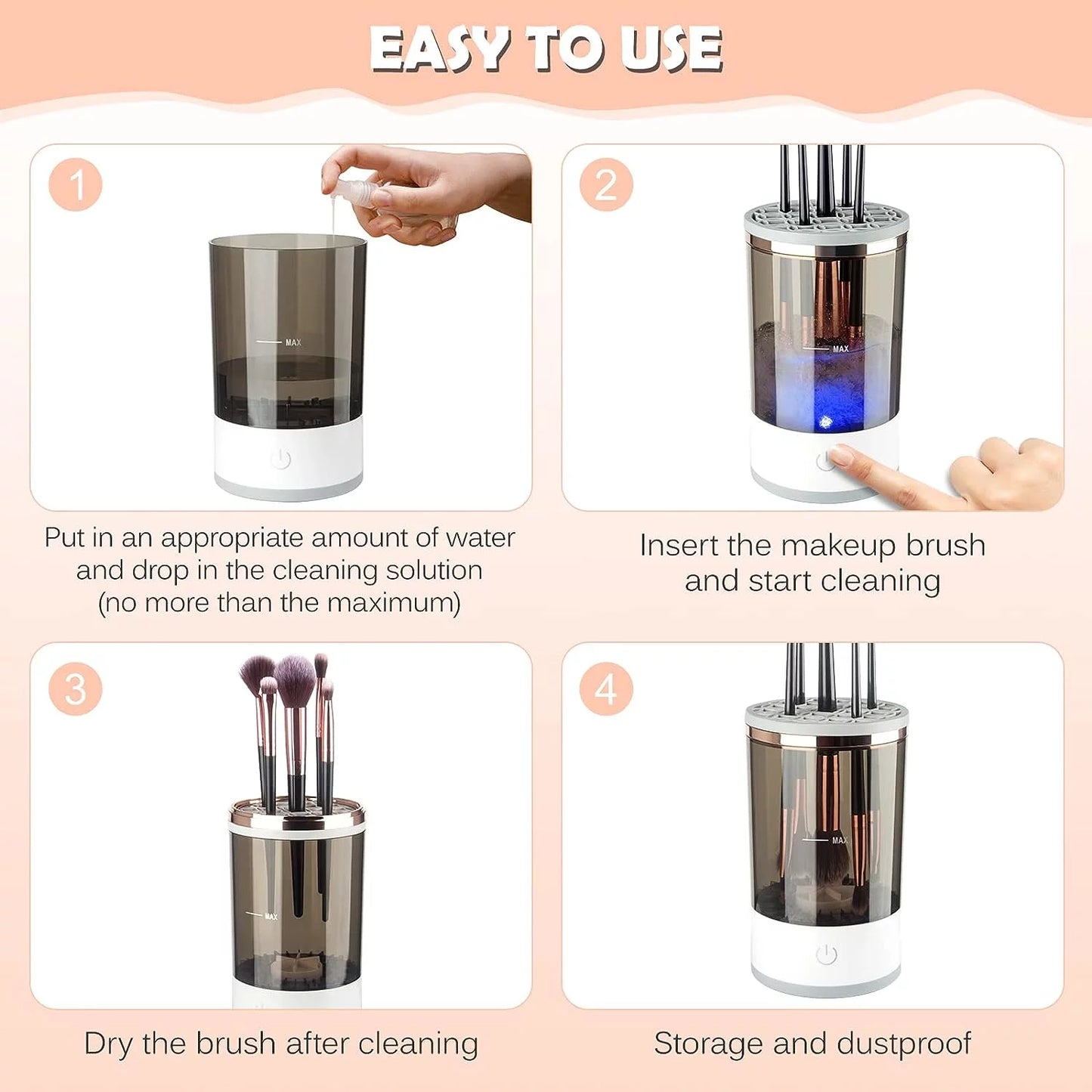 "Automatic Electric Makeup Brush Cleaner For All Brush Sizes