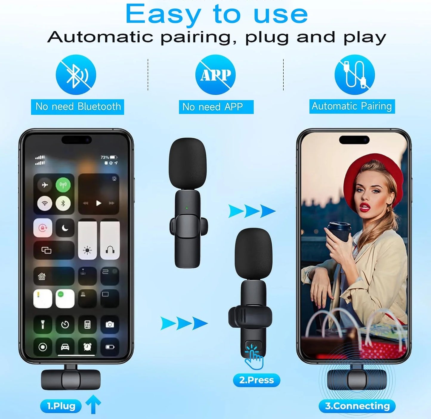 Premium Wireless Lavalier Microphone for iPhone, Android, iPad & Laptops - Perfect for Video Recording, YouTube, Vlogs, TikTok & Interviews