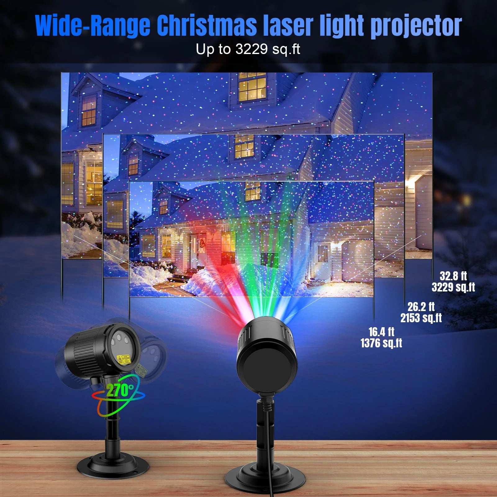 "Outdoor Laser Christmas Projector – RGB Firefly Lights with Remote, Waterproof for Holidays & Events"