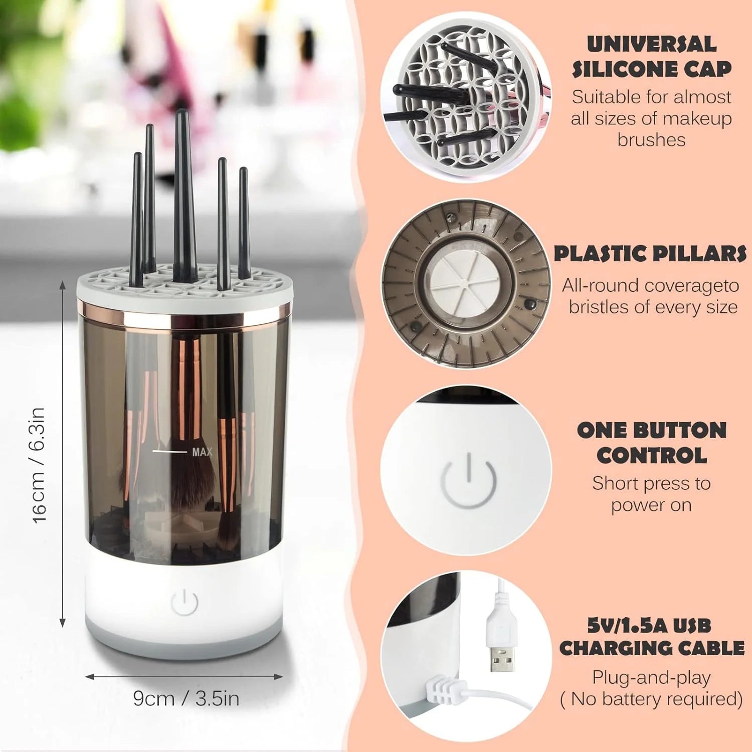 "Automatic Electric Makeup Brush Cleaner For All Brush Sizes