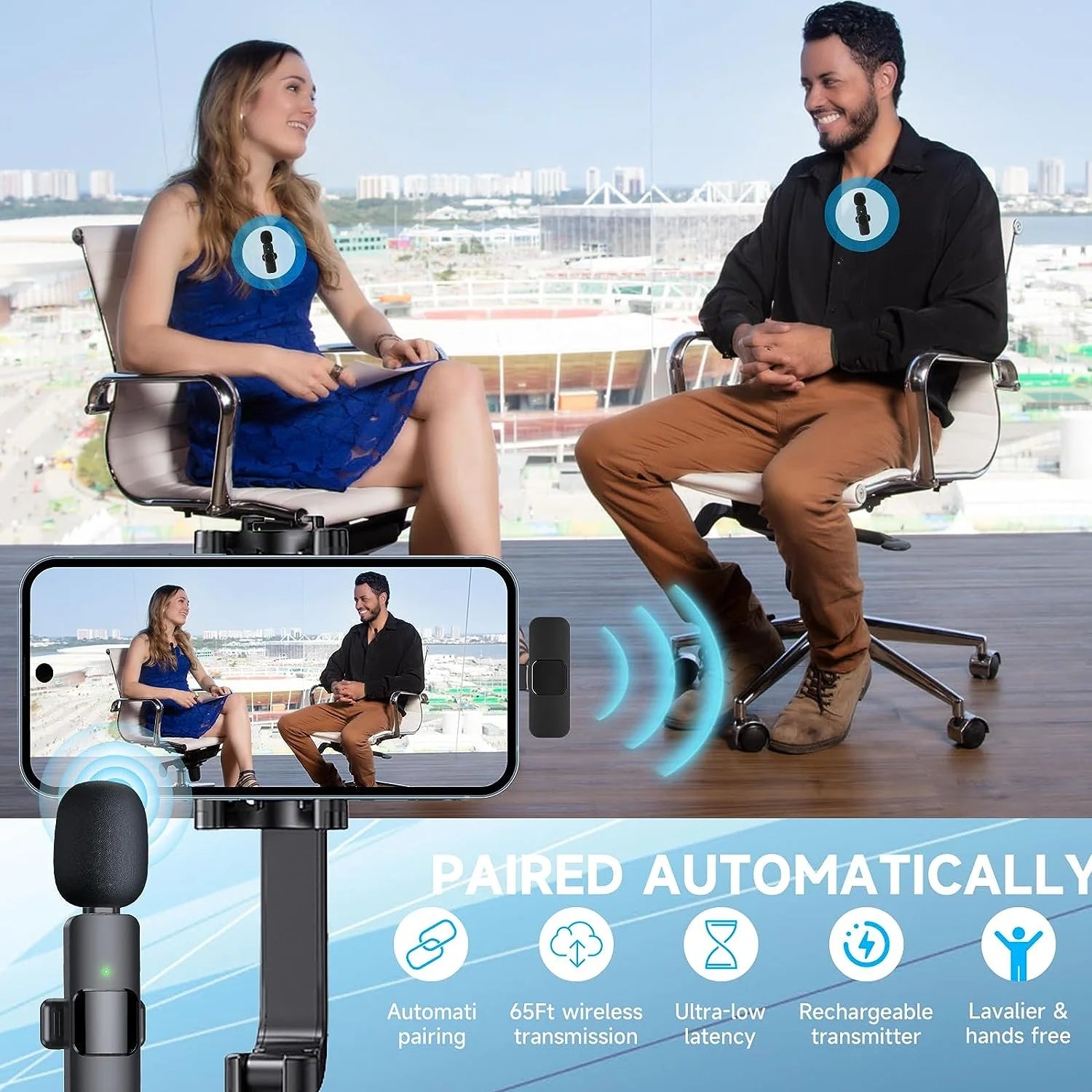 Premium Wireless Lavalier Microphone for iPhone, Android, iPad & Laptops - Perfect for Video Recording, YouTube, Vlogs, TikTok & Interviews