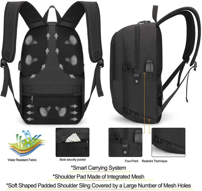 "Water-Resistant Anti-Theft Laptop Backpack – USB Charging, Lock, Fits 15.6” Laptops – Perfect for Work & Travel"