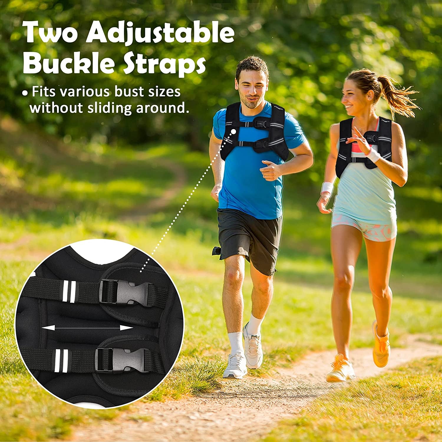 Adjustable Strength Training Unisex Weighted Vest, 6Lb/12Lb/16Lb/20Lb/25Lb/30Lb With Reflective Stripe 