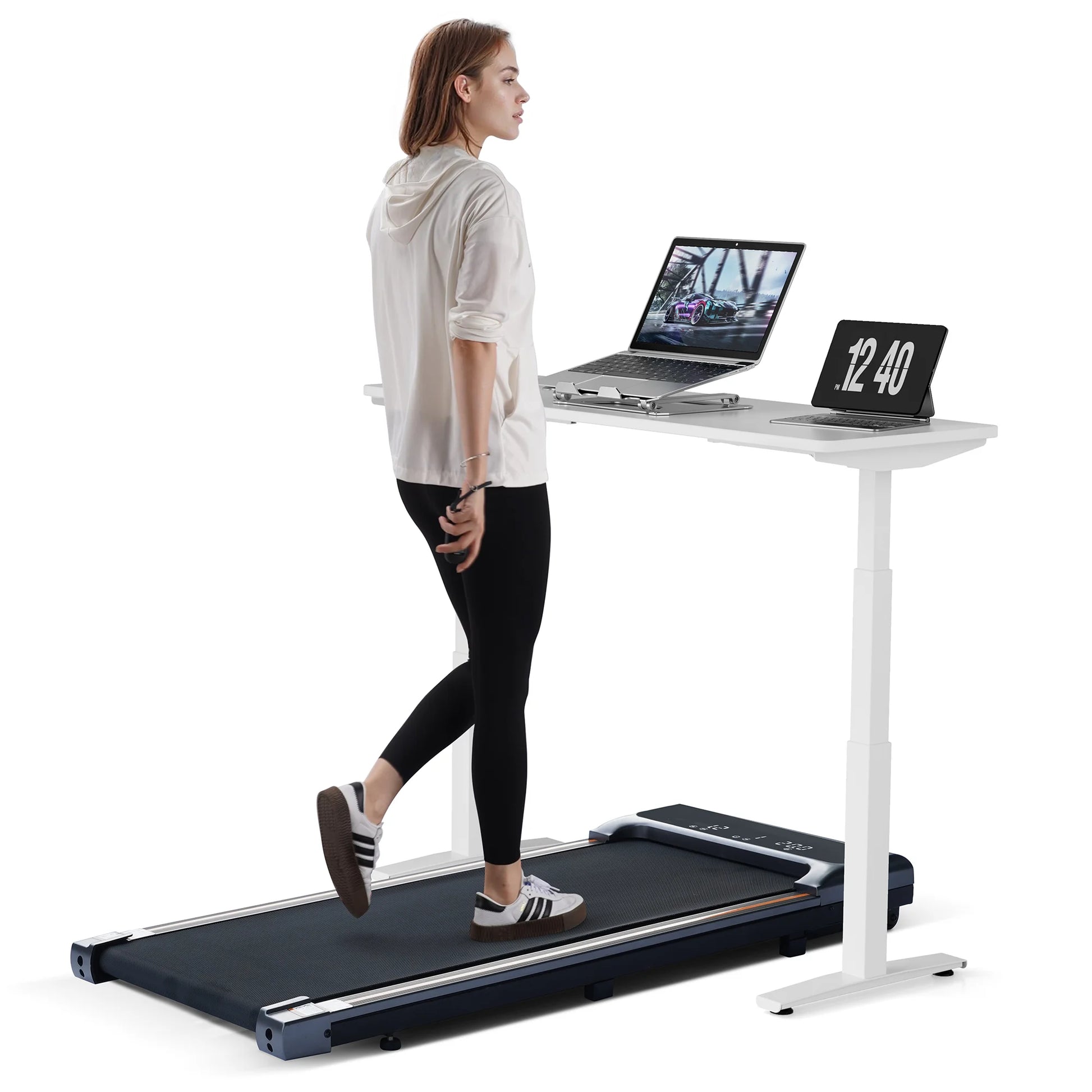 "Stride Smart: Ultra-Slim Under Desk Walking Pad with Remote Control – 2-in-1 Compact Treadmill for Home & Office Fitness, 0.6-3.8 MPH"