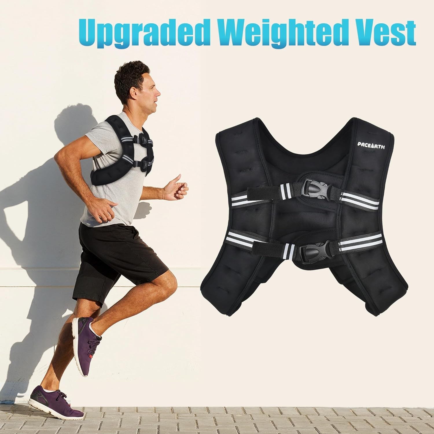 Adjustable Strength Training Unisex Weighted Vest, 6Lb/12Lb/16Lb/20Lb/25Lb/30Lb With Reflective Stripe 