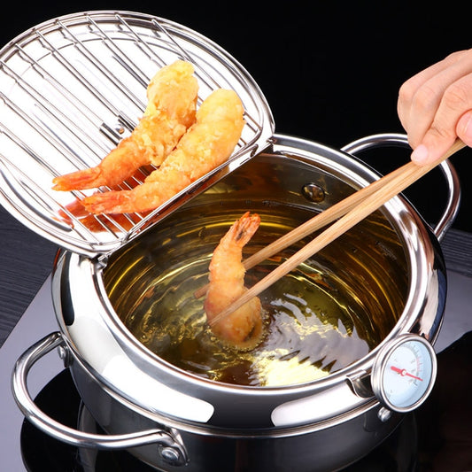 Nonstick Stainless Steel Deep Frying Pans & Skillets With Thermometer