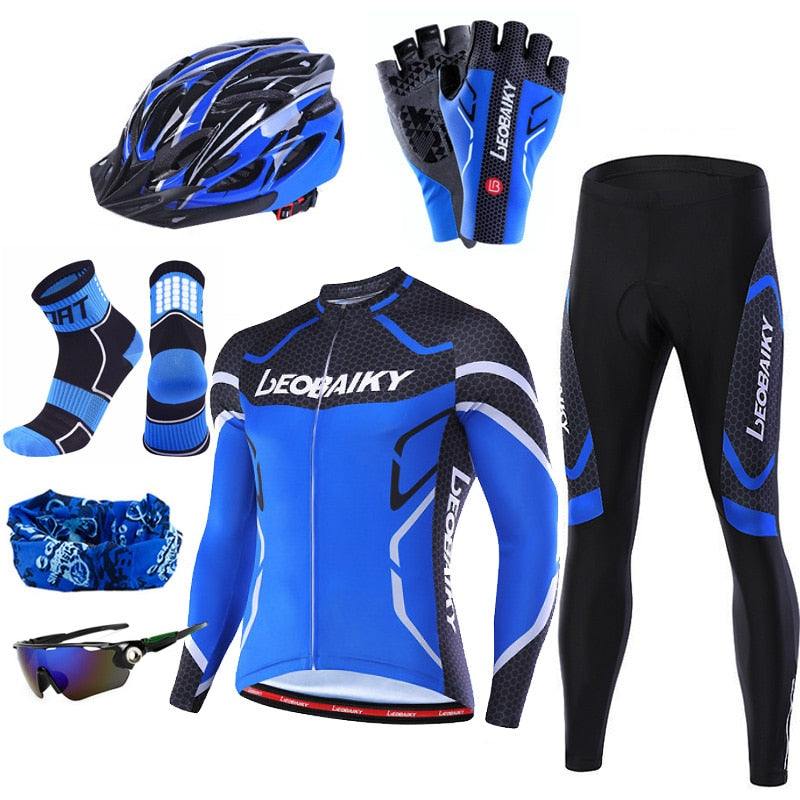 Men's High Quality Breathable Padded Long Sleeves Complete Sportwear Kit For Bike Cycling - wonderfullyblessedandbeautifullymade