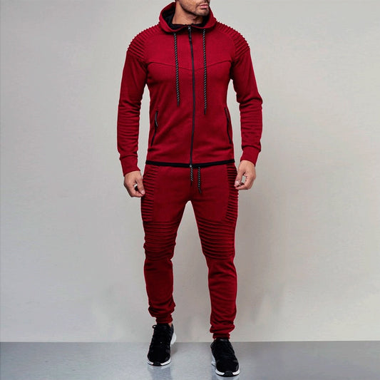 Men's Two Piece Hoodie Sport Track Suit With Zipper