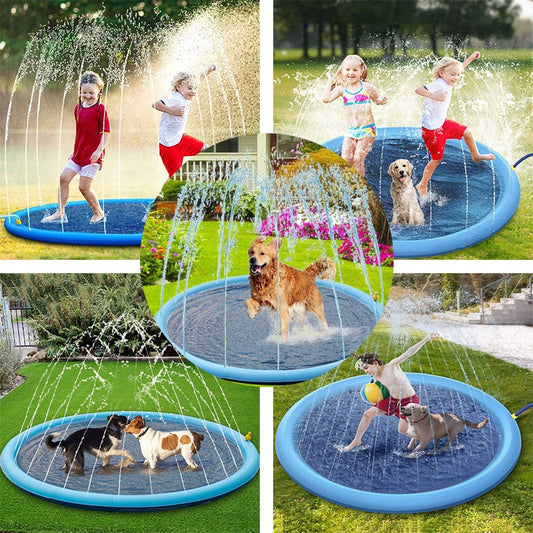 Foldable Pet Sprinkler Cooling  Pad Including Dog Bath Towel