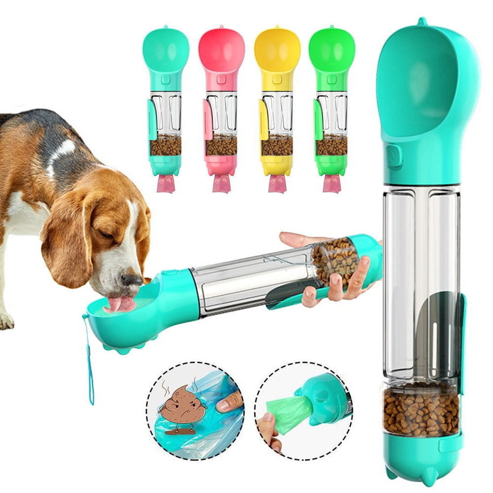 Dog's Leak Proof 3 In 1 Multifunction Water Bottle /Food Feed / Bowel Poop Dispenser