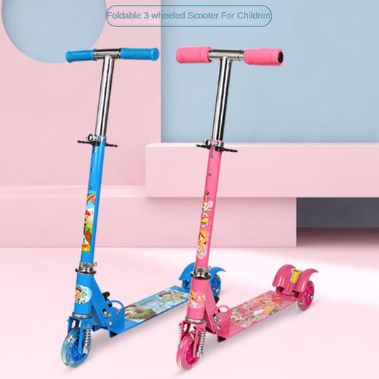 Boy's And Girl's Adjustable Flashing Pedal Scooter